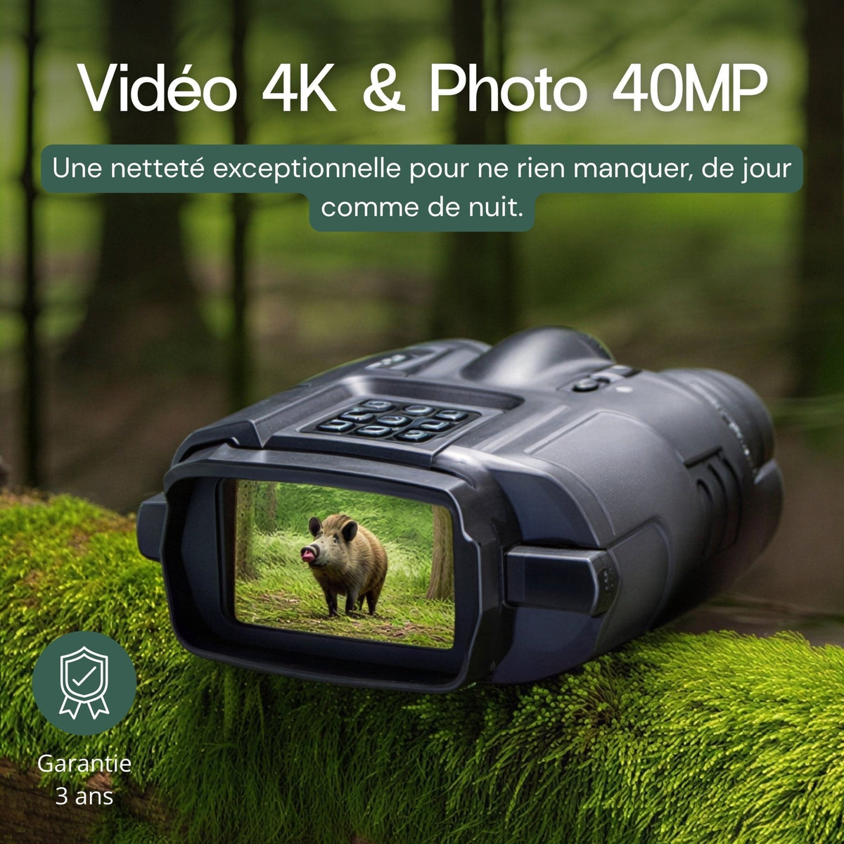 Jumelles vision nocturne 4K — Autonomie 20h — vue 3 — Woodcam