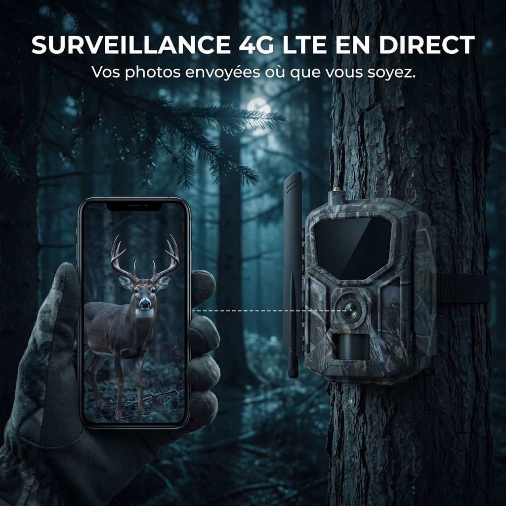 Caméra de chasse Cellulaire 4G LTE — surveillance 4G LTE en direct — Woodcam