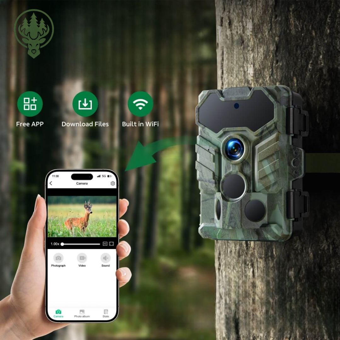 Caméra de chasse Wi-Fi OC-C05 – Grand angle 130° · Vision nocturne HD · 32MP