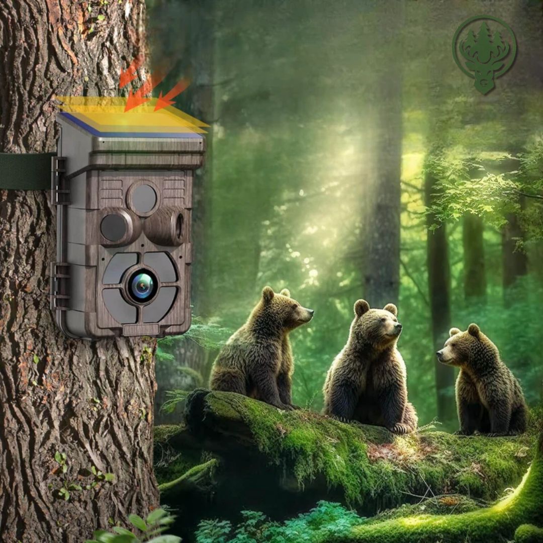 Caméra de chasse solaire OC-C18 – 24MP · Vision nocturne faible lueur · Étanche IP66